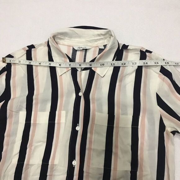 Reitmans Collared Stripe Button Down Front Knotted Blouse 3/4 XXS - Picture 7 of 10